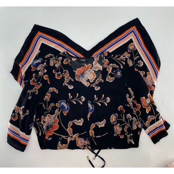 MSK Women’s Black Floral Handkerchief Hem Dress Size Medium - Picture 10 of 13